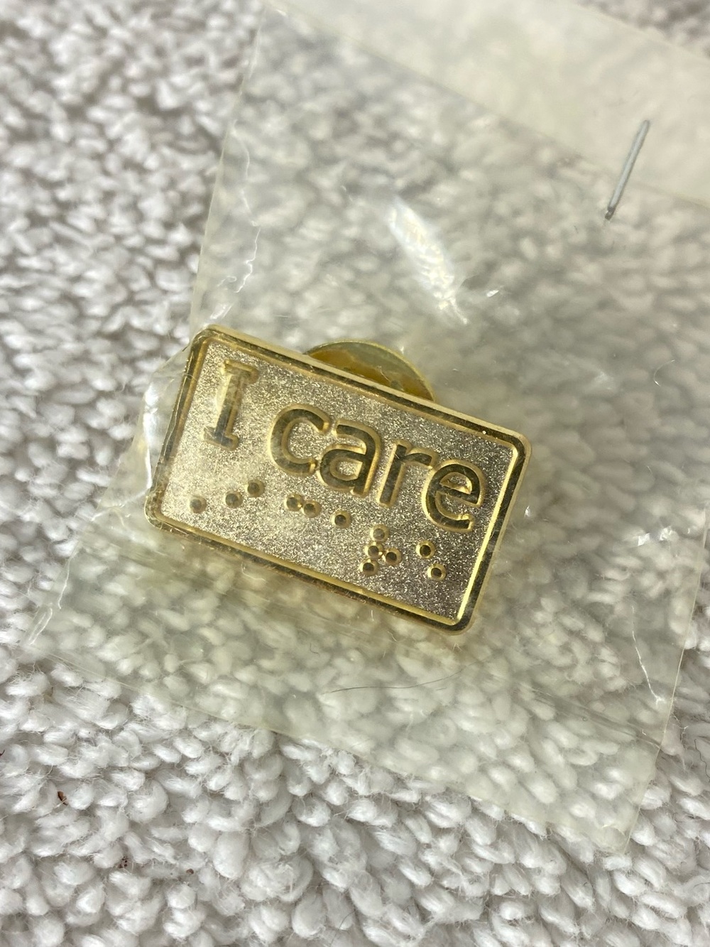 5/$35 Vintage I Care Braille Script Sign Language Inclusion Advocacy Hat Pin